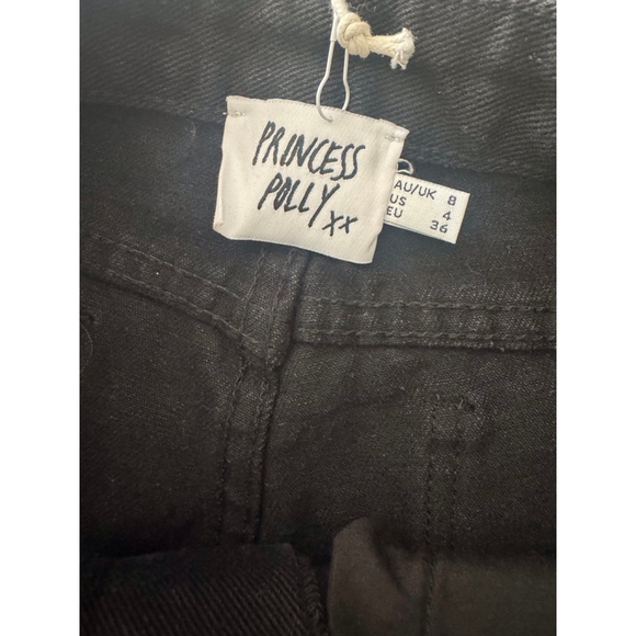 Princess Polly Black Denim Jean Shorts High Rise Mom Fit Size 4 NWT Y2K - Picture 6 of 8